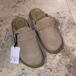 NWT Zara Taupe Slip On Clog - Size 38